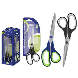Bismark Tijeras de Oficina Acero Inoxidable 21cm - Empuñadura Ergonomica - Muy Ligeras y Resistentes - Colores Surtidos Aleatorios