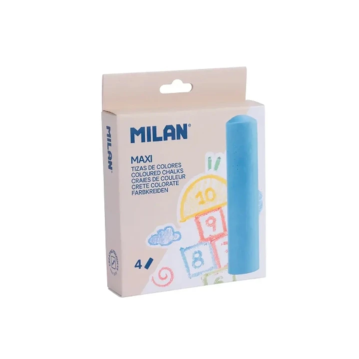 Milan Pack de 4 Tizas Redondas Maxi ø 2,4cm - Antipolvo - No Contienen Caseina - Colores Surtidos 1