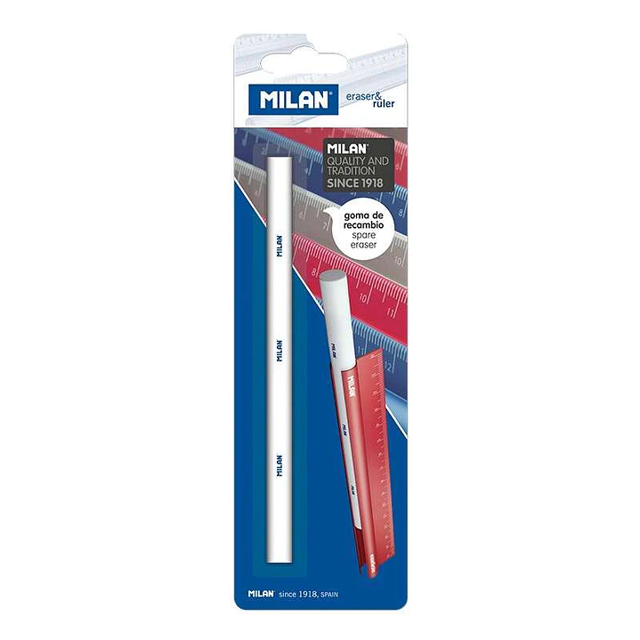 Milan Goma de Recambio para Eraser & Ruler - Plastico Suave - No Abrasiva - No Daña el Papel - Color Blanco 1