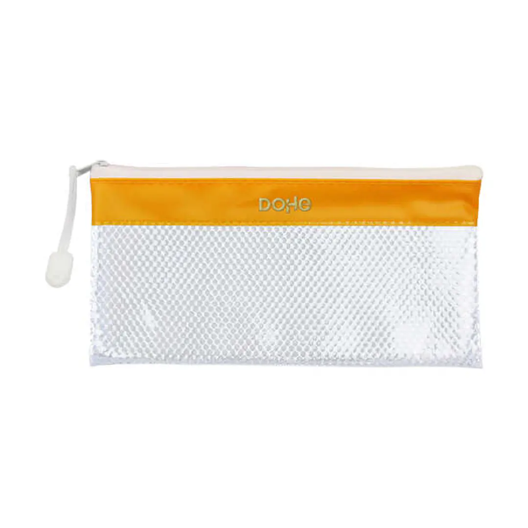 Dohe Bolsa Apaisada Tamaño 22x11cm - Fabricada en PVC - Resistente al Agua - Ideal para Viajes - Cierre de Cremallera - Banda Color Amarillo 1