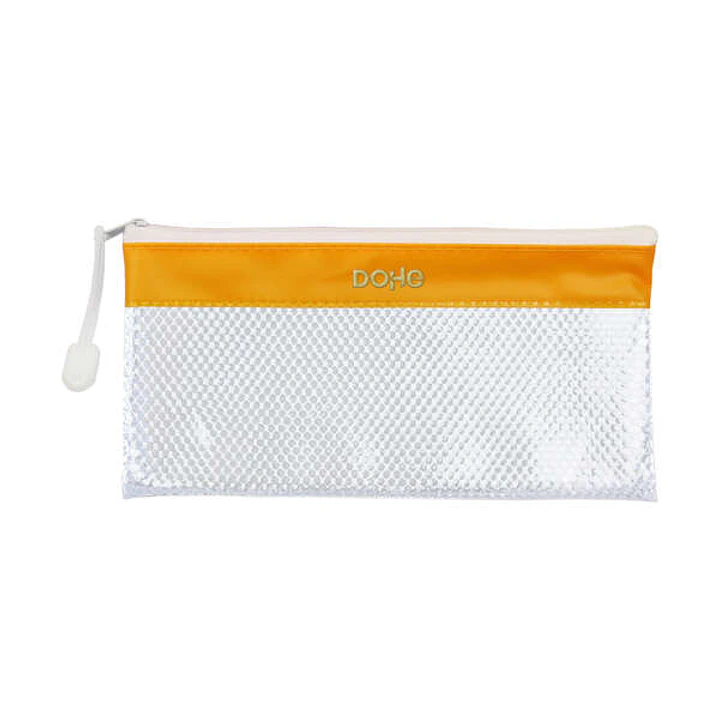 Dohe Bolsa Apaisada Tamaño 22x11cm - Fabricada en PVC - Resistente al Agua - Ideal para Viajes - Cierre de Cremallera - Banda Color Amarillo 1