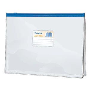 Dohe Bolsa Zipper Apaisada PVC Transparente 200 Micras - Tamaño Folio - Apertura Superior - Cierre Zip Hermetico