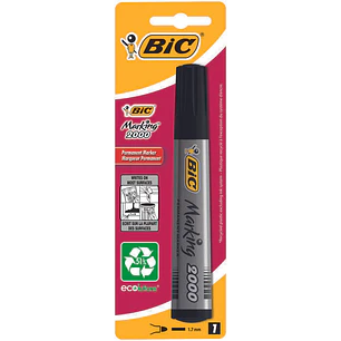 Bic Marking 2000 Ecolutions Rotulador Permanente - Tinta con Base de Alcohol - Ecologico - Secado Rapido - Color Negro