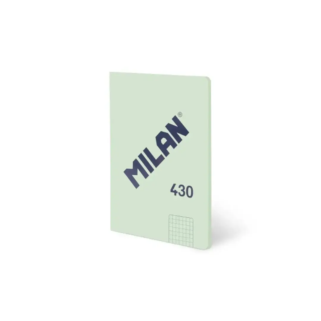 Milan 430 Libreta Encolada Formato A5 Cuadricula 5x5 - 48 Hojas de 95 gr/m2 - Microperforado - Tapa Blanda - Color Verde 1