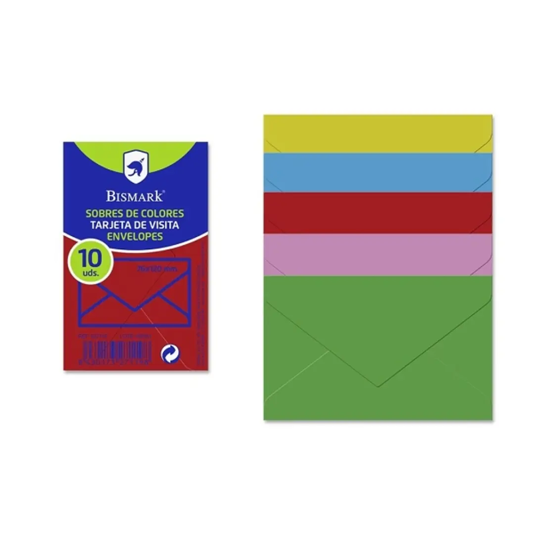 Bismark Pack de 10 Sobres de Papel - Medidas 76x120mm - Colores Surtidos 1