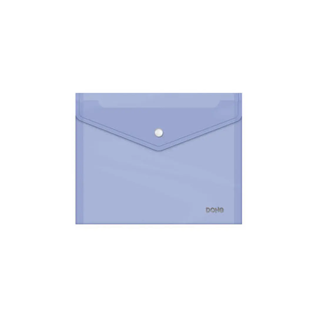 Dohe Sobre Portadocumentos A5 - Cierre de Broche - Polipropileno Cristal Transparente 150 Micras - Color Morado 1