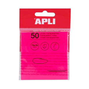 Apli Notas Adhesivas Transparentes Bloc 50 Hojas 75x75mm - Para Anotar sin Perder la Visibilidad del Texto o la Imagen - Resistentes al Agua - Color R