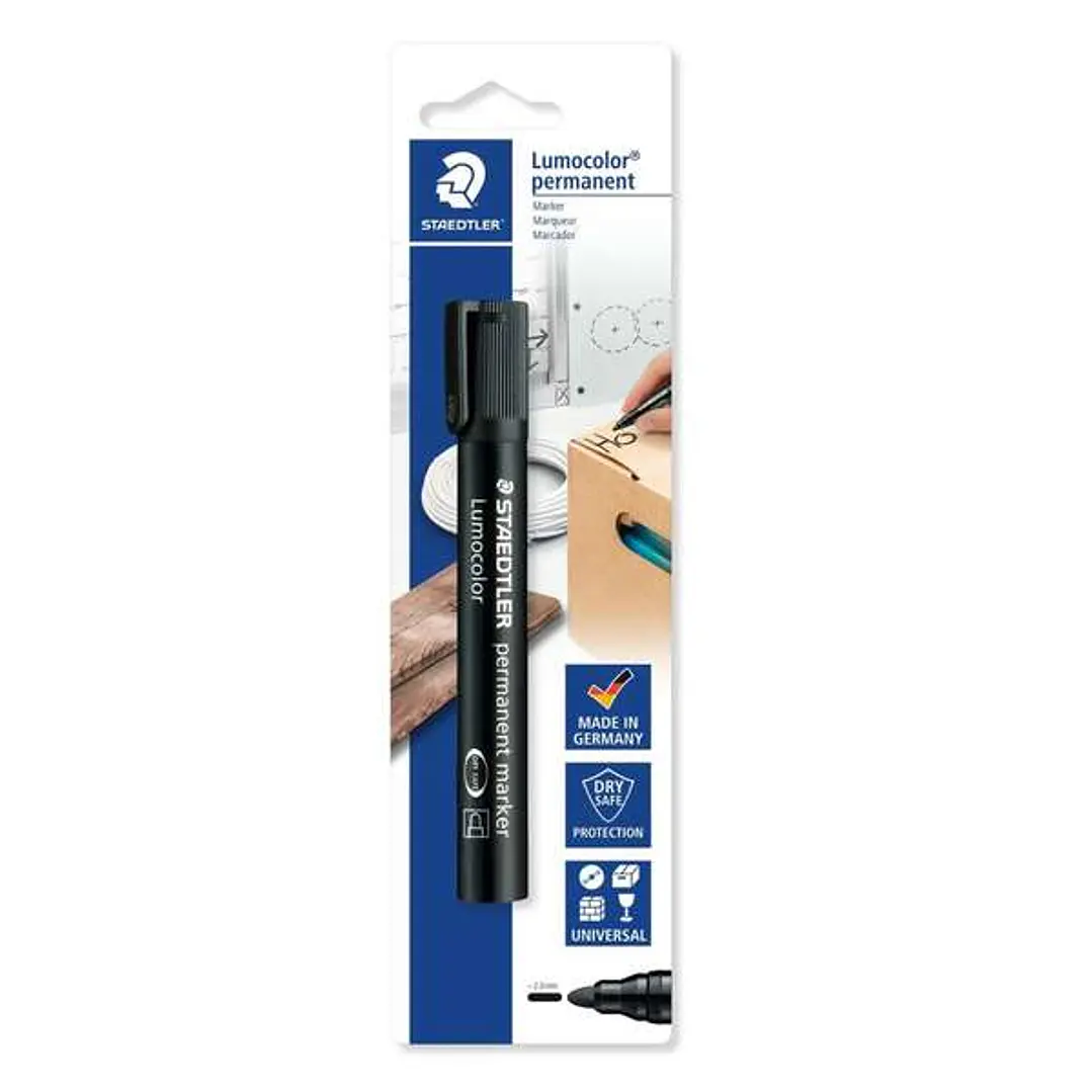 Staedtler Lumocolor 352 Rotulador Permanente de Punta Redonda - Trazo de 2mm - Secado Rapido - Recargable - Color Negro 1