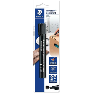 Staedtler Lumocolor 350 Pack de 1 Rotulador Permanente con Punta Biselada - Punta 2-5mm - Tinta Antisecado - Recargable - Color Negro