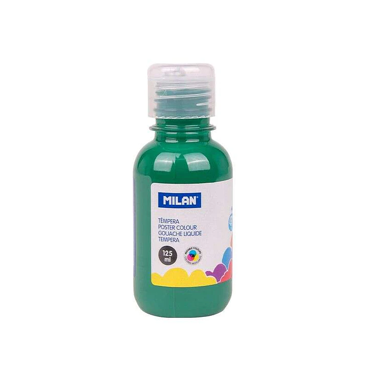 Milan Botella de Tempera 125ml - Tapon Dosificador - Secado Rapido - Mezclable - Color Verde Oscuro 1
