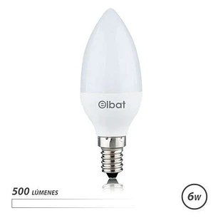 Elbat Bombilla LED - Potencia: 6W - Lumenes: 500 - Tipo de Luz: 4000K Luz Blanca - Casquillo: E14 - Angulo: 180º - Dimensiones: 37X100mm - 30.000 Hora