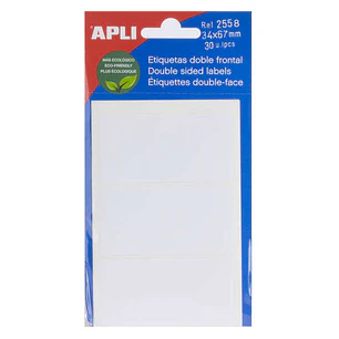 Apli Etiquetas Doble Frontal Blancas 34.0 x 67.0mm
