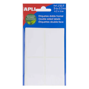 Apli Etiquetas Doble Frontal Blancas 34.0 x 53.0mm