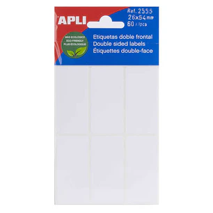 Apli Etiquetas Doble Frontal Blancas 26.0 x 54.0mm