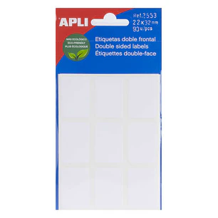 Apli Etiquetas Doble Frontal Blancas 22.0 x 32.0mm