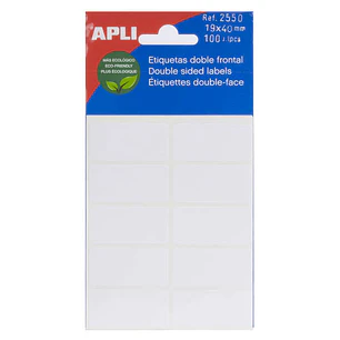 Apli Etiquetas Doble Frontal Blancas 19.0 x 40.0mm
