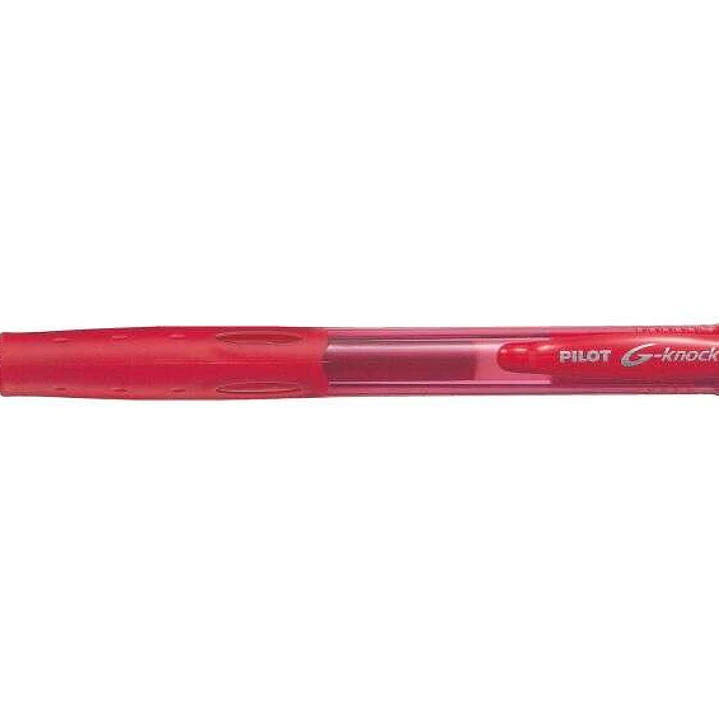 Pilot Boligrafo de Gel G-Knock - Recargable - Fabricado con Plastico Reciclado - Punta de Bola 0.7mm - Trazo 0.32mm - Color Rojo 1