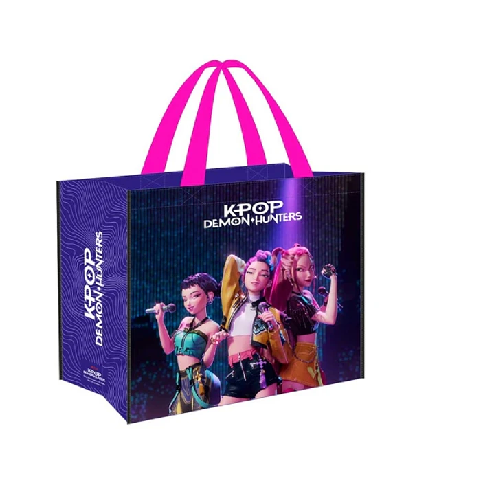 Safta K-Pop Demon Hunters Shopper Bolsa Reutilizable - 36 Litros - Asas de Mano - Polipropileno - 45x40x20cm - Color Azul Noche 1