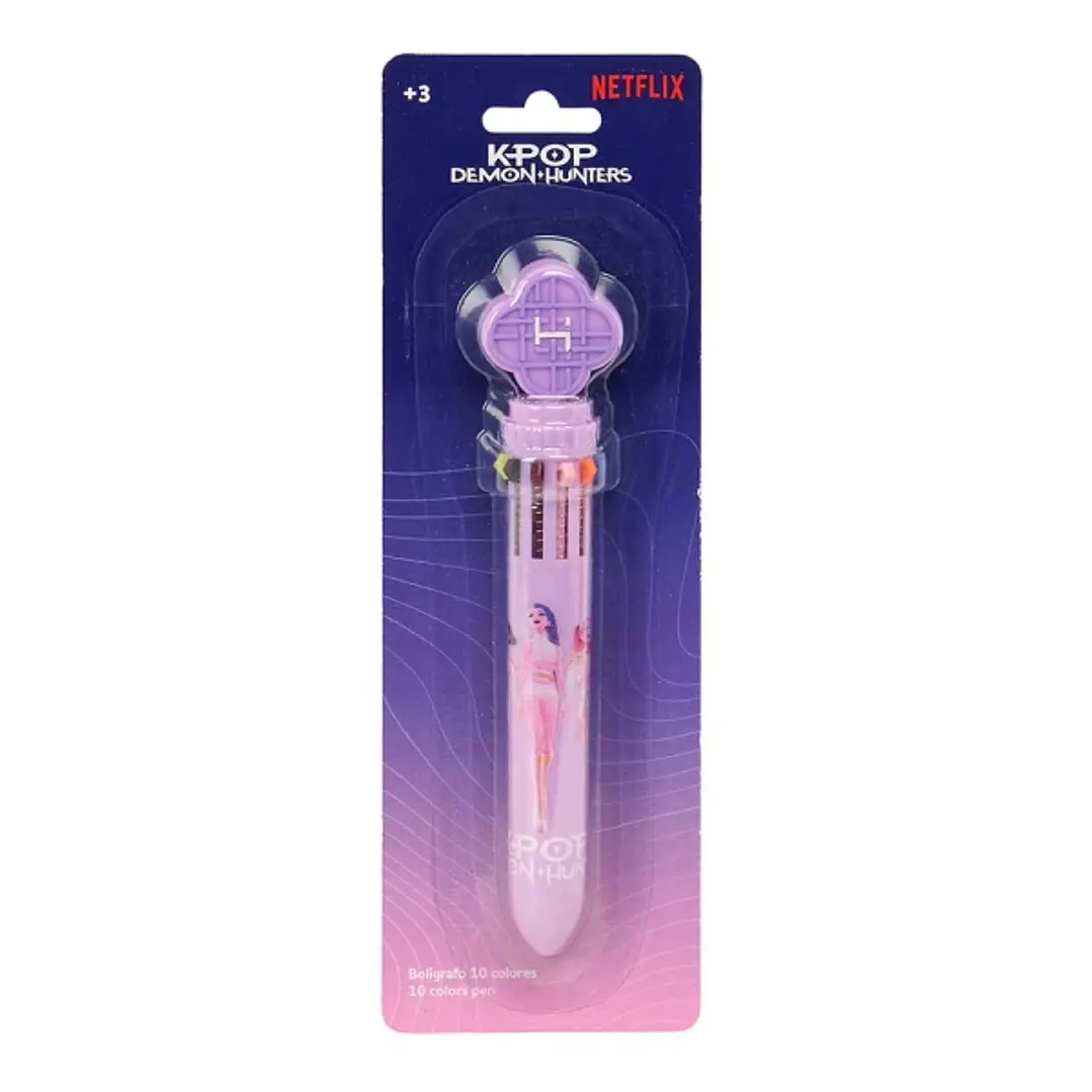 Safta K-Pop Demon Hunters Boligrafo Retractil de 10 Colores - Presentado en Blister - Color Rosa 1