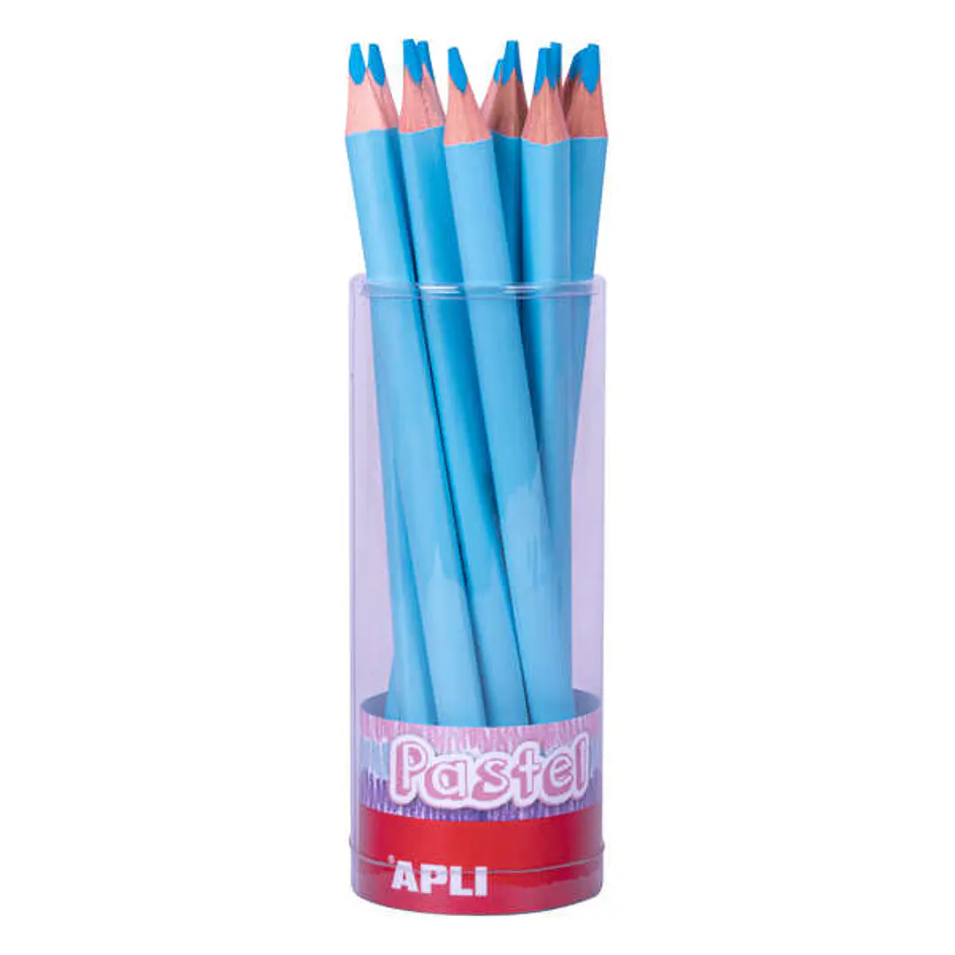 Apli Lapices Jumbo Pastel Azul - Mina de 5mm - Forma Triangular para Niños - 10mm de Diametro - 170mm de Largo - Pack de 18 Unidades - Ideal para Expo 1