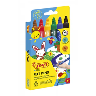 Jovi Felt Pens Estuche de 6 Rotuladores Jumbo - Tinta de Gran Fijacion - Punta Resistente - Grip Ergonomico - Capuchon Ventilado - Trazo Homogeneo - C