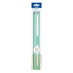 Milan New Look Regla de 30cm - Plastico Rigido - Transparente - Centimetros y Pulgadas - Color Verde