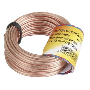 Hama Entry Cable de Altavoz de 2 Nucleos - Seccion 0.75mm2 - Longitud 20m - Color Transparente