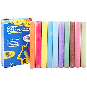 Giotto Robercolor Pack de 10 Tizas Redondas de Colores - Testadas Dermatologicamente - Compactas y Duraderas - Colores Surtidos