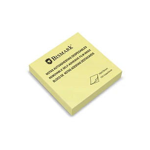 Bismark Taco de 100 Notas Adhesivas 76x76mm - Adhesion Fuerte - Facil de Usar - Color Amarillo