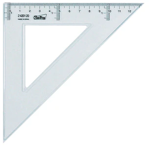 Safta Cristal Escuadra de 20cm - Plastico Transparente - Graduacion Impresa - Biselada - Color Transparente