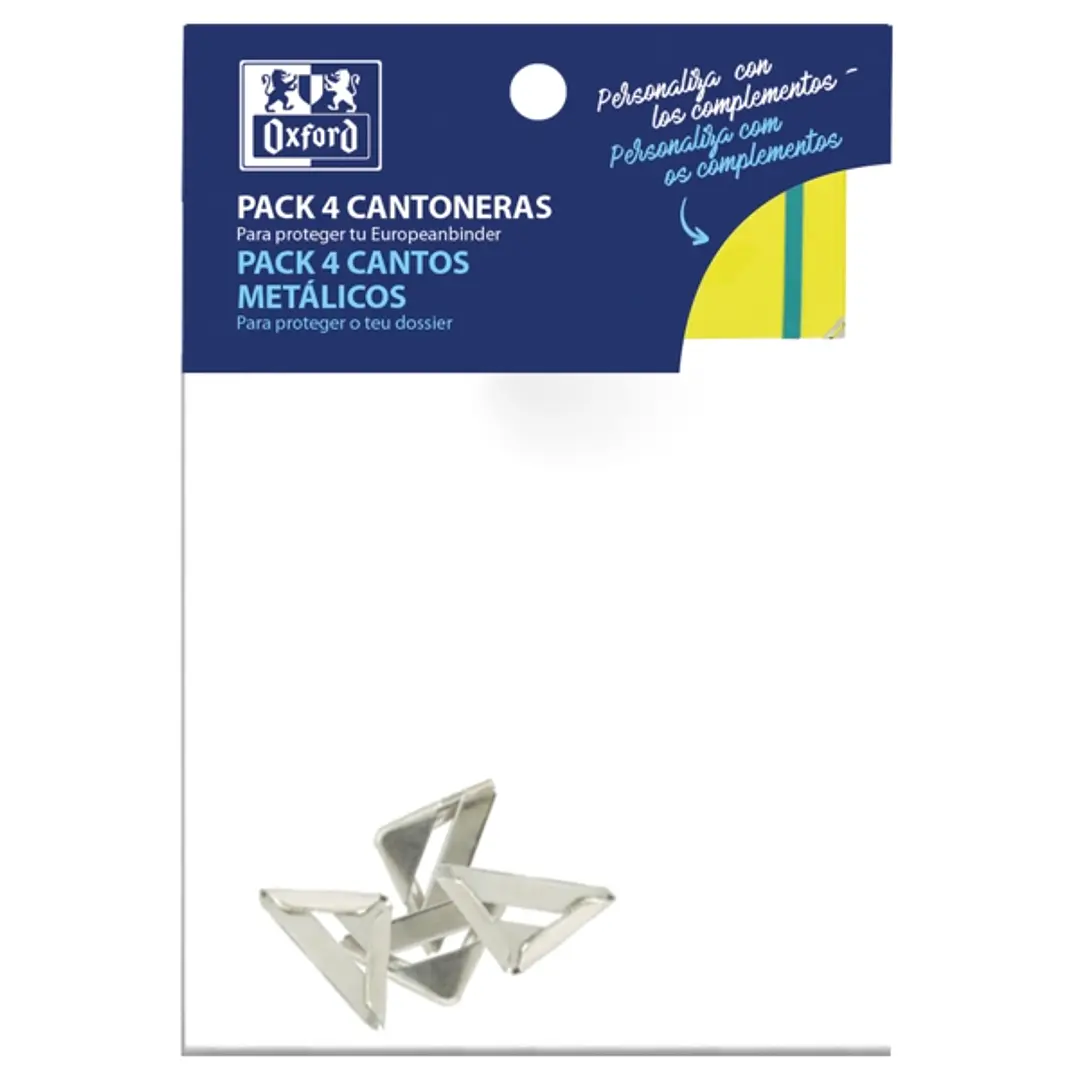 Oxford Pack de 4 Cantoneras Metalizadas - Protege las Esquinas de tus Carpetas o Cuadernos - Diseño Elegante y Duradero 1