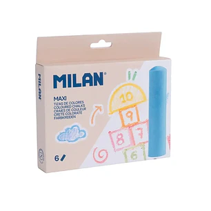 Milan Pack de 6 Tizas Redondas Maxi ø 2,4cm - Antipolvo - No Contienen Caseina - Colores Surtidos