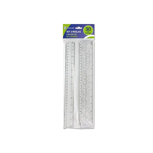 Bismark Pack de 2 Reglas Milimetradas 30cm - Con Plantilla de Caracteres Rotulables - Ideal para Colegio - Fabricada en Plastico - Transparente