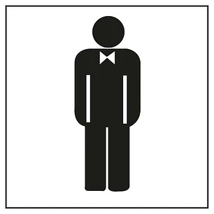 Apli Pegatina en PVC para Señalizacion de Lavabo Caballeros - Medidas 114x114mm - Adhesivo Permanente - Dibujo Negro sobre Fondo Blanco