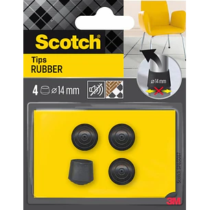 Scotch Pack de 4 Conteras de Goma - Diametro de 14mm - Color Negro