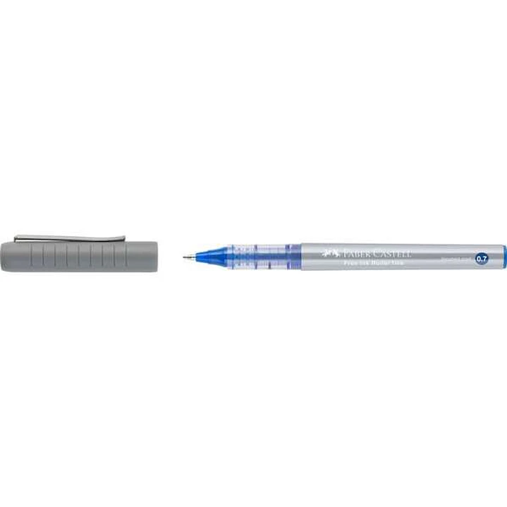 Faber-Castell Roller Free Ink Boligrafo de Tinta Liquida - Punta Conica 0,7mm - Ancho de Linea Fino - Clip de Metal - Color Azul 1
