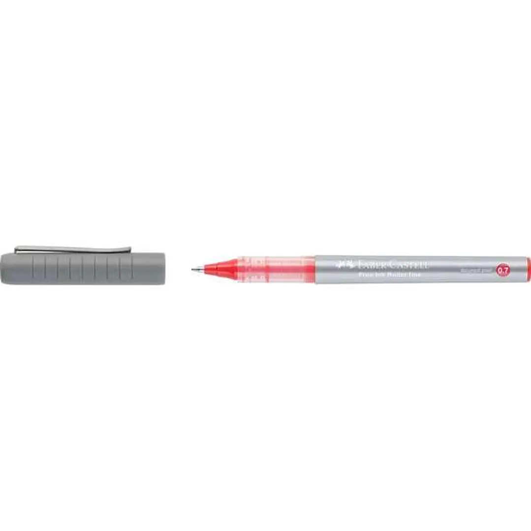 Faber-Castell Roller Free Ink Boligrafo de Tinta Liquida - Punta Conica 0,7mm - Ancho de Linea Fino - Clip de Metal - Color Rojo 1