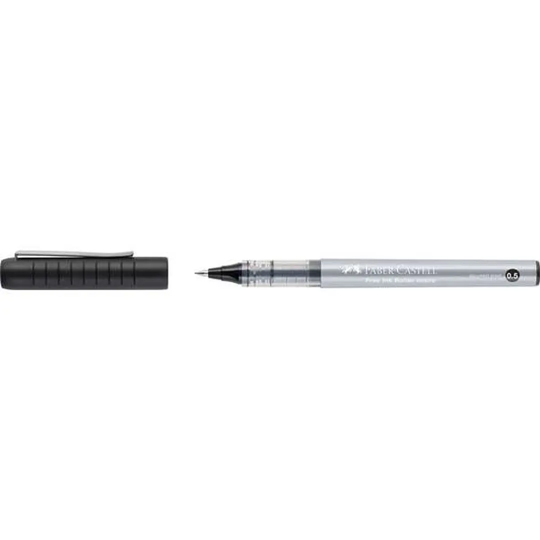 Faber-Castell Roller Free Ink Boligrafo de Tinta Liquida - Punta Conica 0,5mm - Ancho de Linea Extrafino - Clip de Metal - Color Negro 1