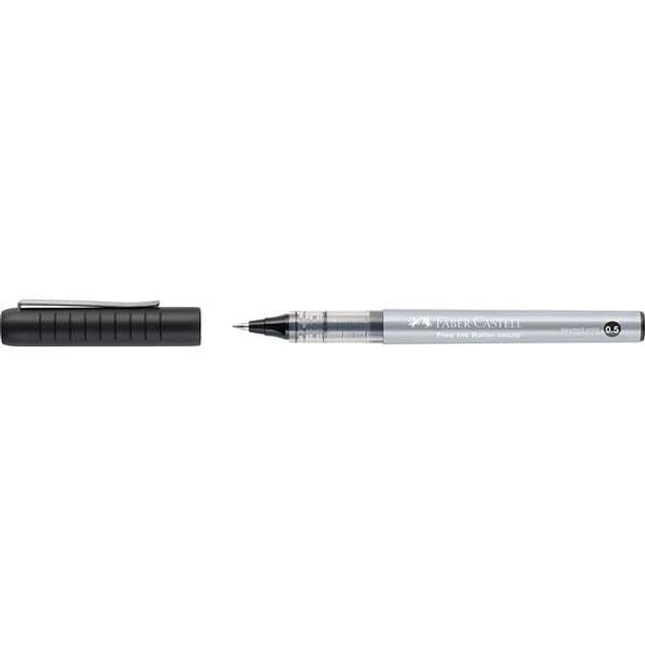 Faber-Castell Roller Free Ink Boligrafo de Tinta Liquida - Punta Conica 0,5mm - Ancho de Linea Extrafino - Clip de Metal - Color Negro 1