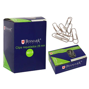 Bismark Pack de 100 Clips Nº1.5 28mm - Niquelados