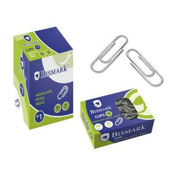 Bismark Pack de 100 Clips Nº1 25mm - Niquelados 1