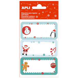 Apli Pack de 27 Etiquetas Adhesivas Navideñas para Regalos - Diseños Surtidos - Espacio para Escribir