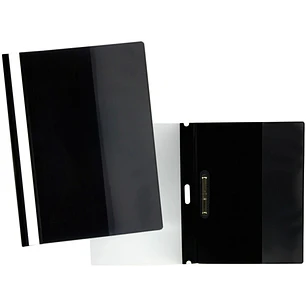 Yes Dossier con Fastener para 30 Hojas A4 - Portada Transparente, Trasera Negro - Fabricado en Polipropileno