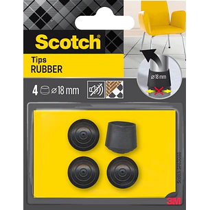 Scotch Pack de 4 Conteras de Goma - Diametro de 18mm - Color Negro