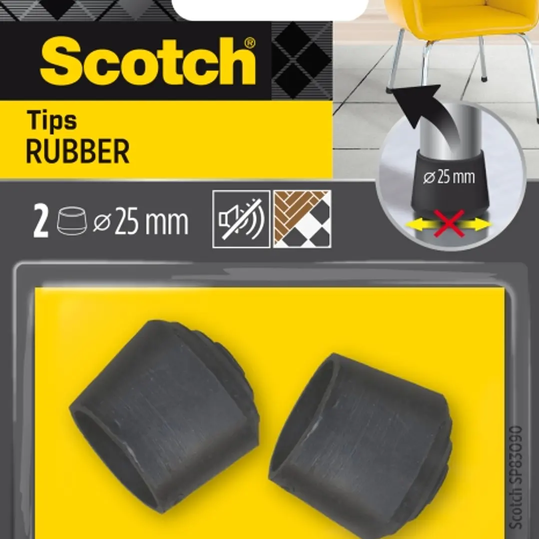 Scotch Pack de 2 Conteras de Goma - Diametro de 25mm - Color Negro 1