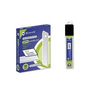 Bismark Blister de 10 Cuchillas de Recambio en Acero de Alta Calidad - Medida 18mmx0.5mm - Acero SK5