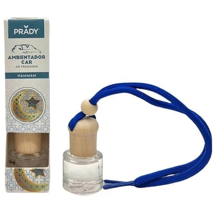 Prady Ambientador Coche Hammam - Frasco de Cristal 6 ml y Cuerda para Espejo Retrovisor 1