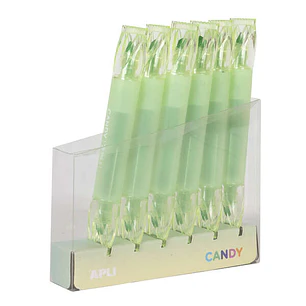 Apli Caramelo Pack de 6 Marcadores Doble Punta 5mm Plana y 2mm Redonda - Ideal para Agendas, Libretas y Calendarios - Color Verde