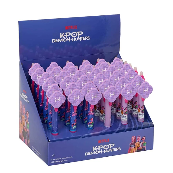 Safta K-Pop Demon Hunters Expositor con 36 Boligrafos Borrables - 2 Estilos - Tinta de Calidad - Ergonomicos - Colores Surtidos 1