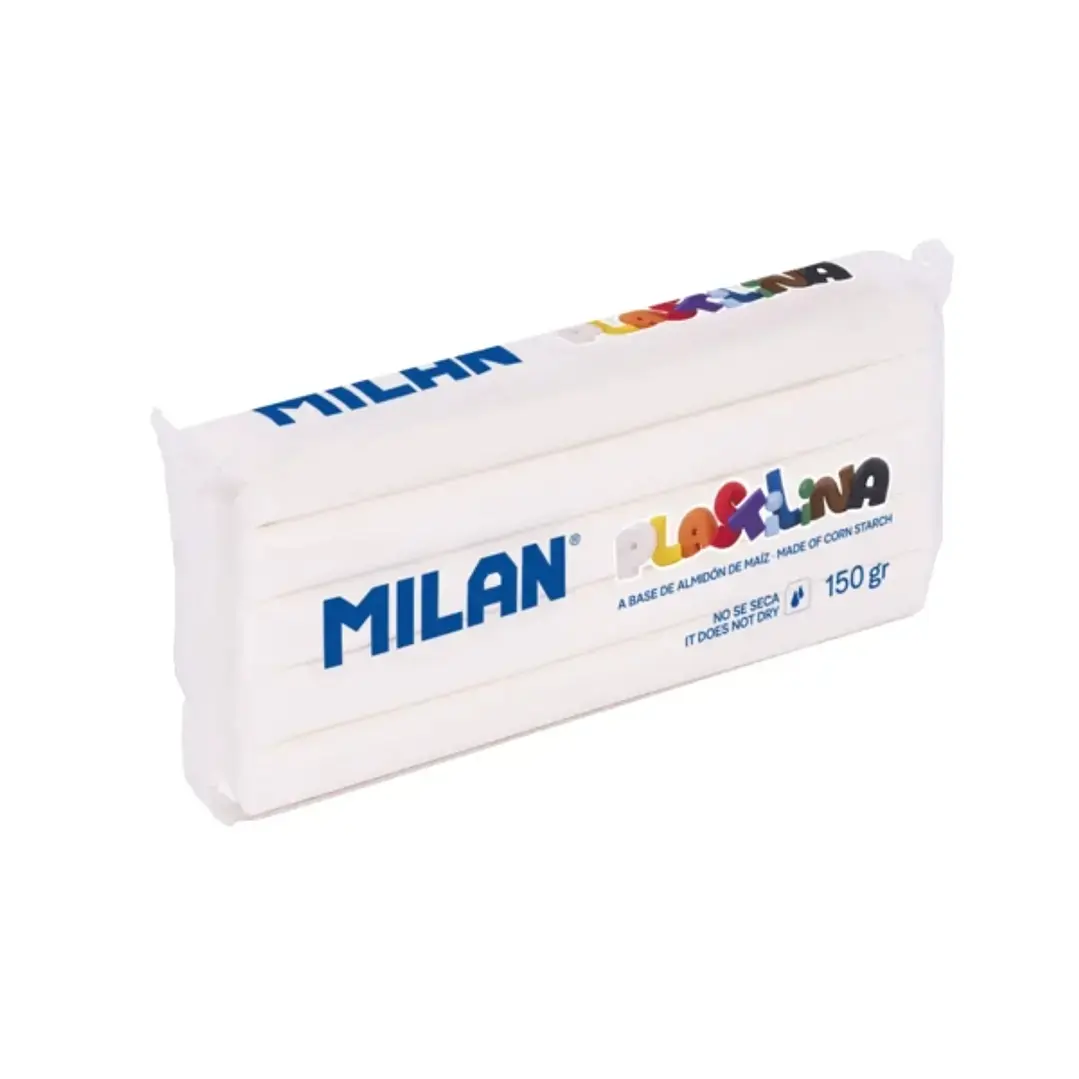 Milan Barra de Plastilina de 150gr - Base de Almidon de Maiz - Sin Gluten - Mezclables - Color Blanco 1